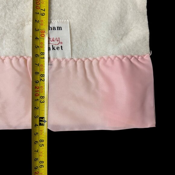 Vintage Chatham Purrey Blanket Pink Moss Roses Stripes 1950s Satin Style Trim - Picture 9 of 11